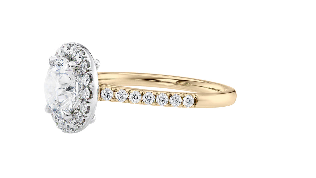 Round Halo Classic Diamond Band Engagement Ring