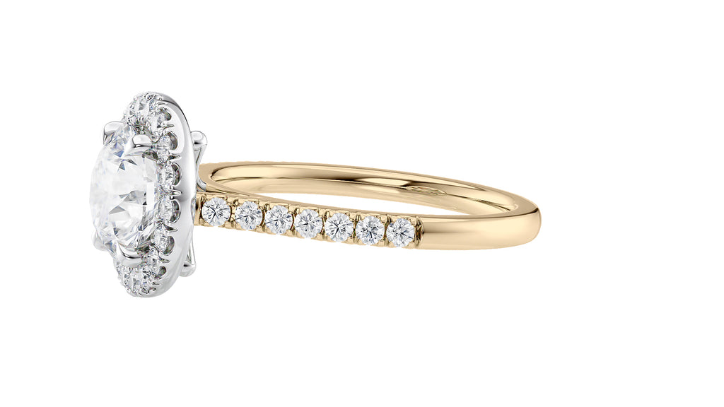 Round Halo Classic Diamond Band Engagement Ring