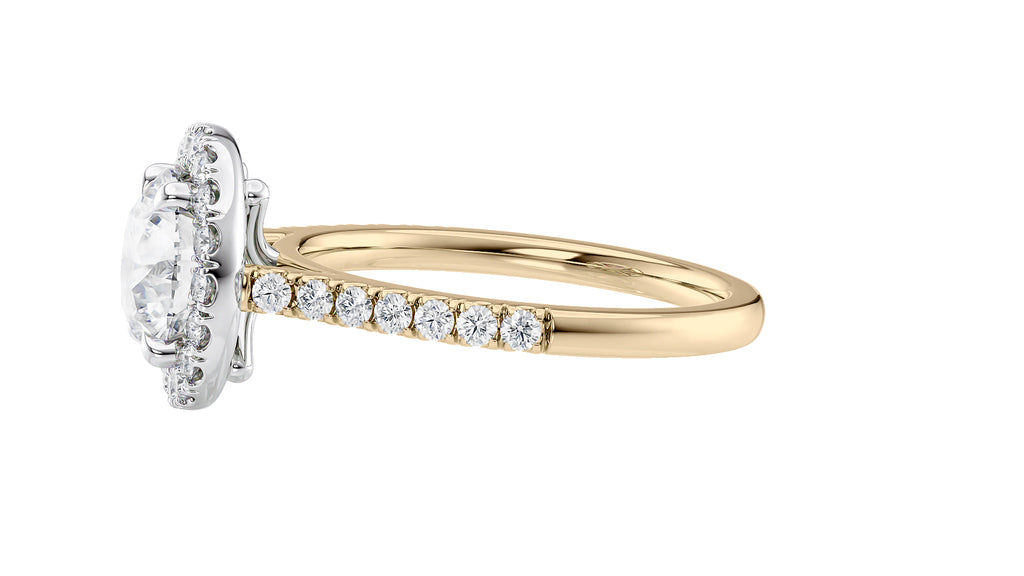 Round Halo Classic Diamond Band Engagement Ring
