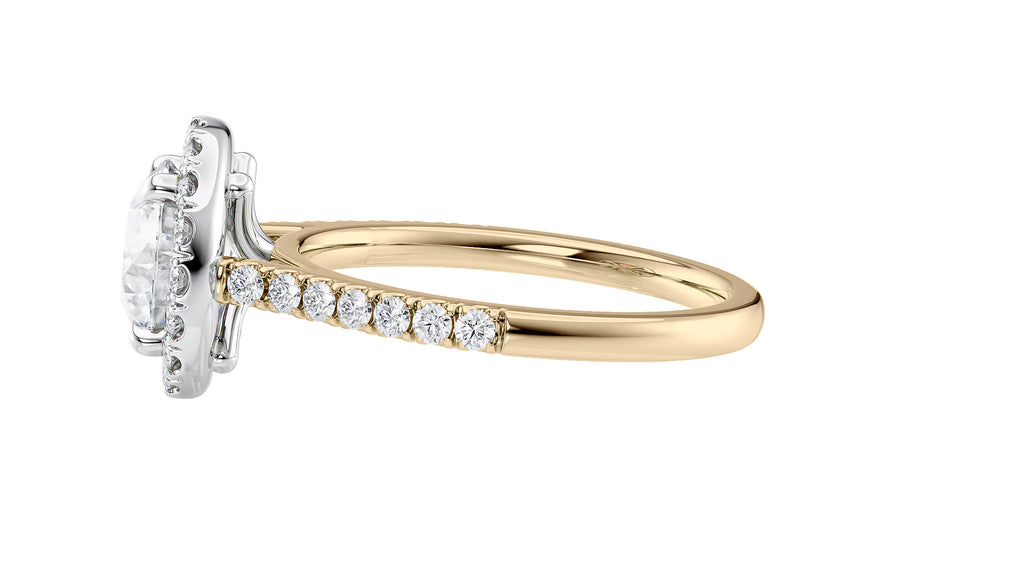 Round Halo Classic Diamond Band Engagement Ring