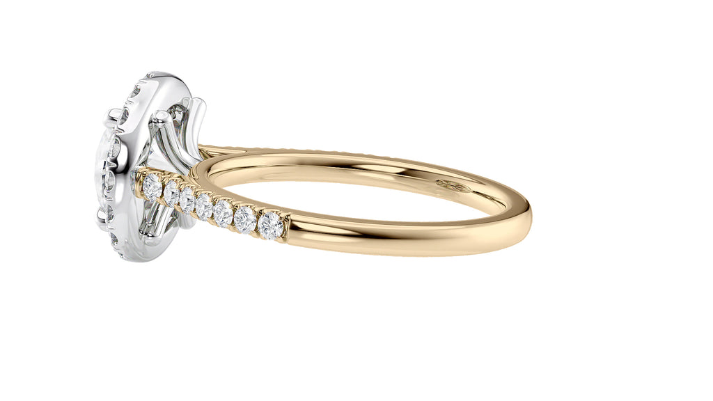 Round Halo Classic Diamond Band Engagement Ring