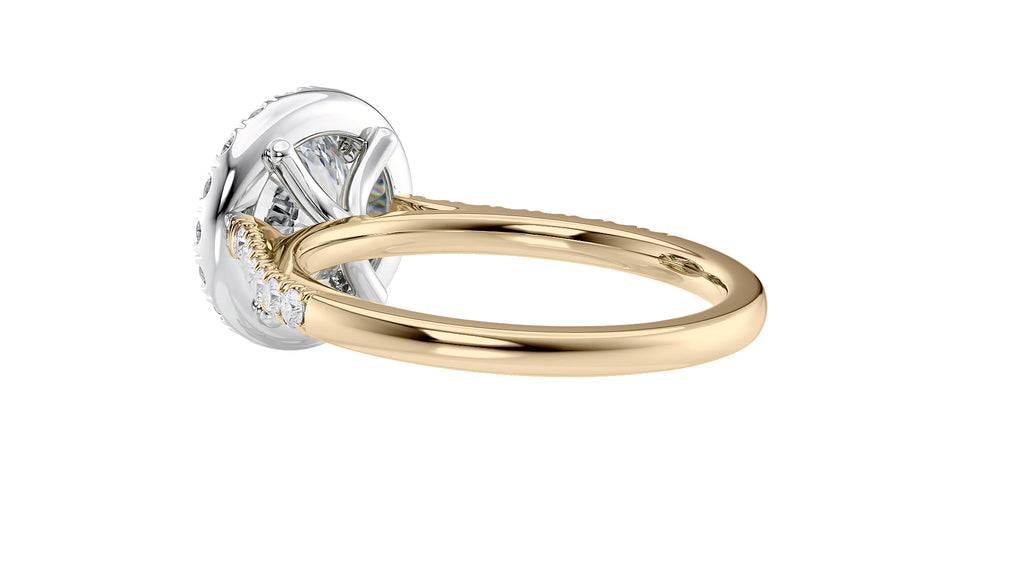 Round Halo Classic Diamond Band Engagement Ring