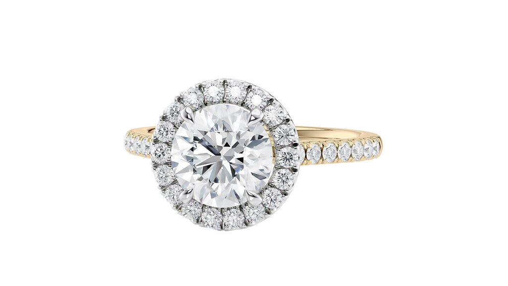 Round Halo Classic Diamond Band Engagement Ring