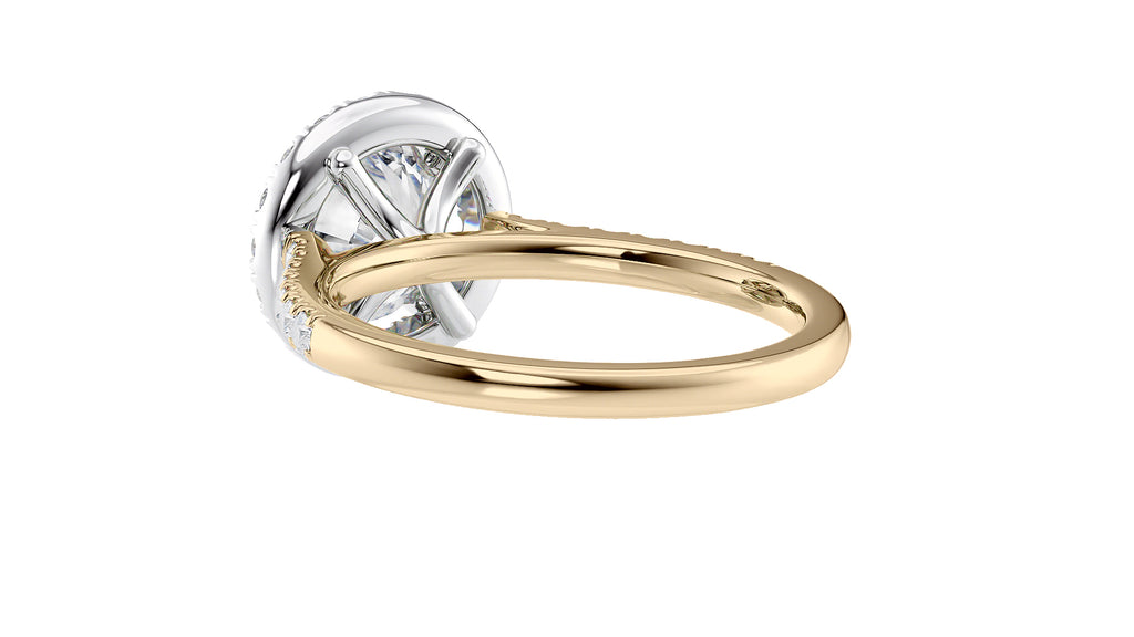 Round Halo Classic Diamond Band Engagement Ring