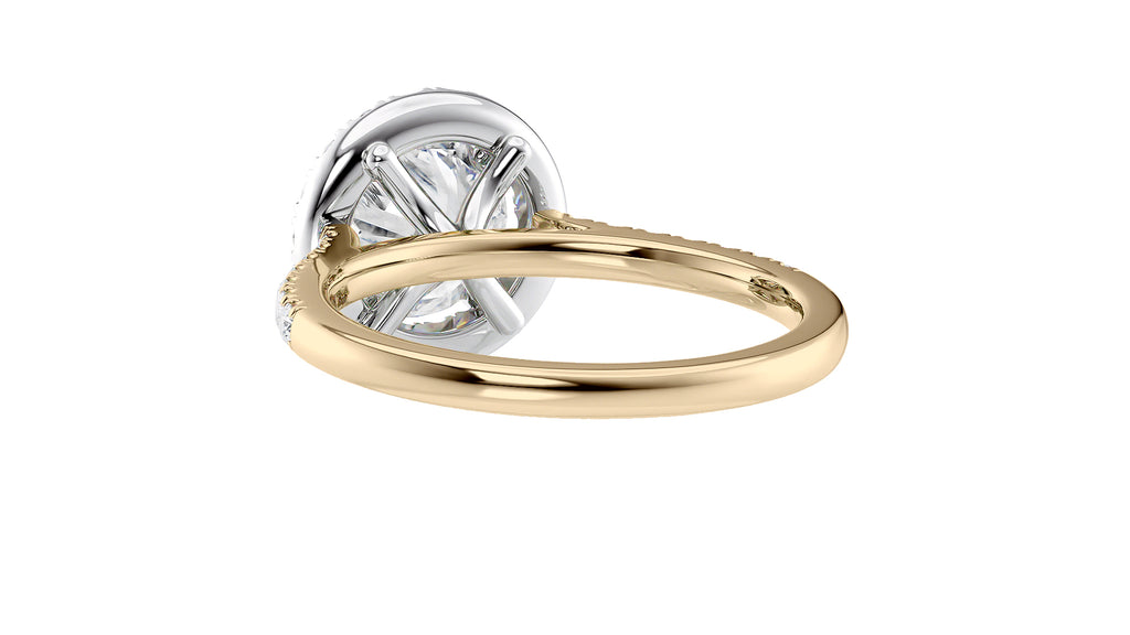 Round Halo Classic Diamond Band Engagement Ring