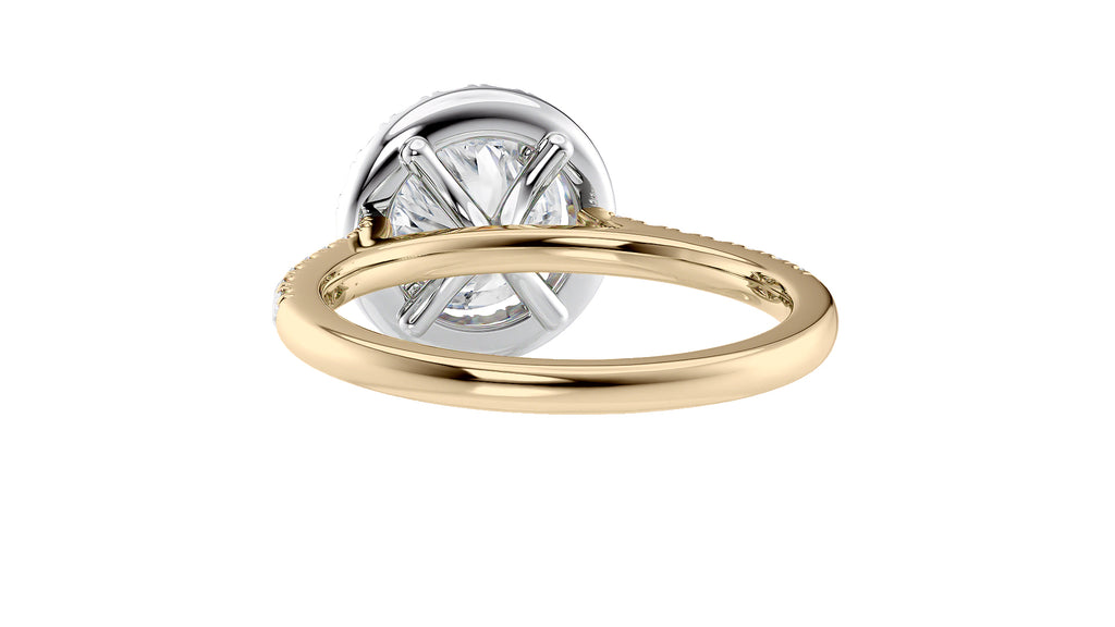 Round Halo Classic Diamond Band Engagement Ring