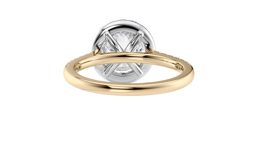 Round Halo Classic Diamond Band Engagement Ring