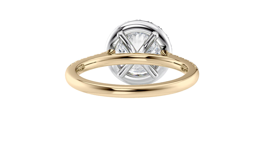 Round Halo Classic Diamond Band Engagement Ring