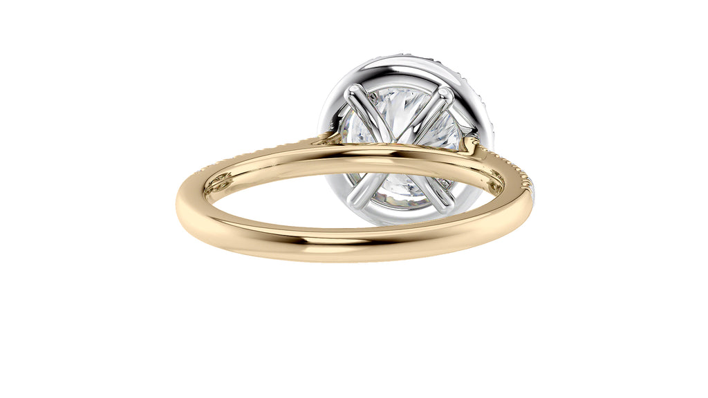 Round Halo Classic Diamond Band Engagement Ring