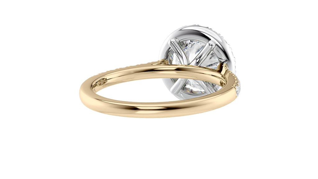 Round Halo Classic Diamond Band Engagement Ring