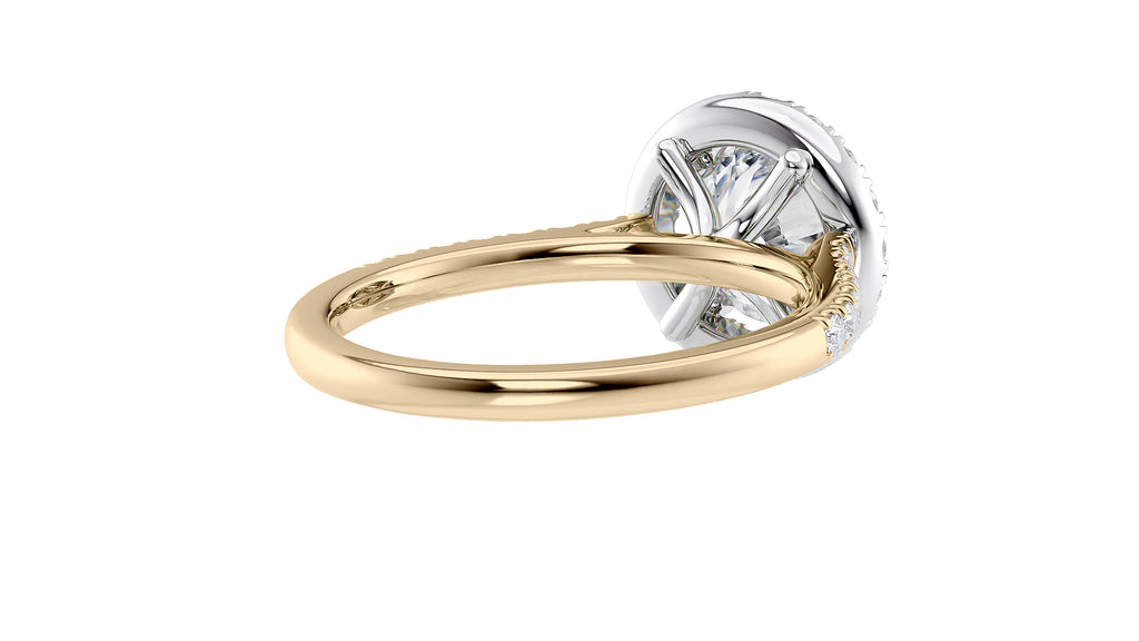 Round Halo Classic Diamond Band Engagement Ring