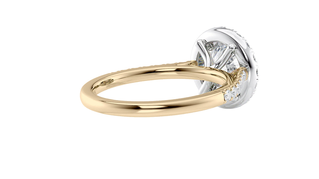 Round Halo Classic Diamond Band Engagement Ring