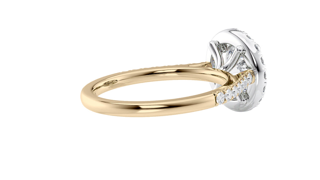 Round Halo Classic Diamond Band Engagement Ring