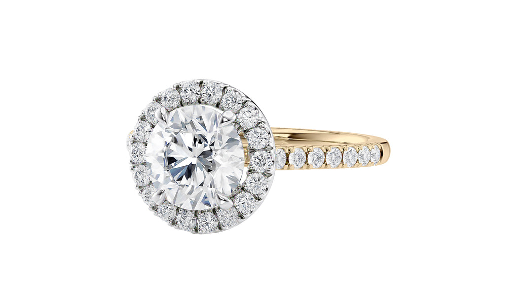 Round Halo Classic Diamond Band Engagement Ring