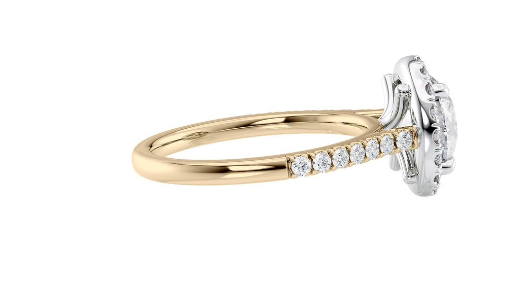 Round Halo Classic Diamond Band Engagement Ring
