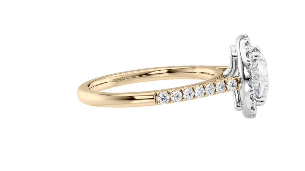Round Halo Classic Diamond Band Engagement Ring