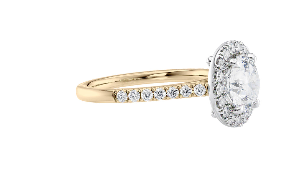 Round Halo Classic Diamond Band Engagement Ring