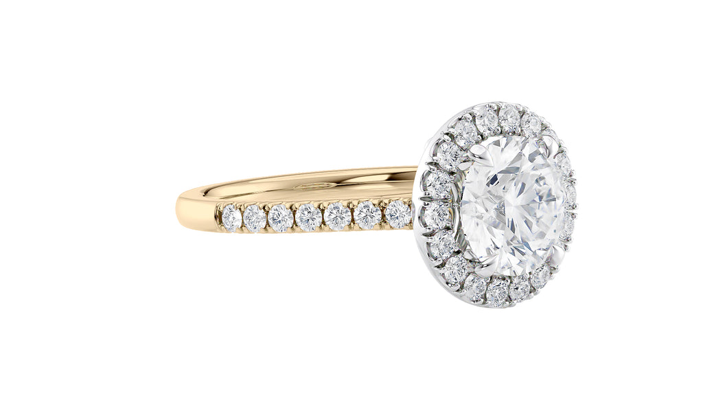 Round Halo Classic Diamond Band Engagement Ring