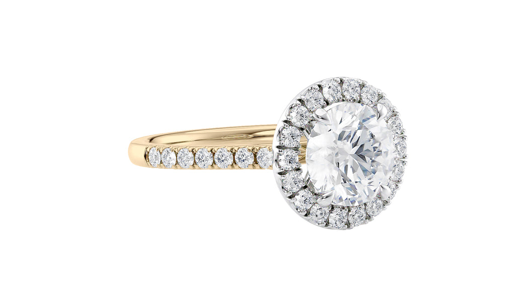 Round Halo Classic Diamond Band Engagement Ring