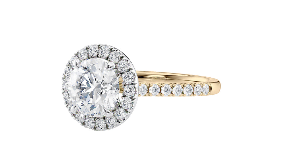 Round Halo Classic Diamond Band Engagement Ring