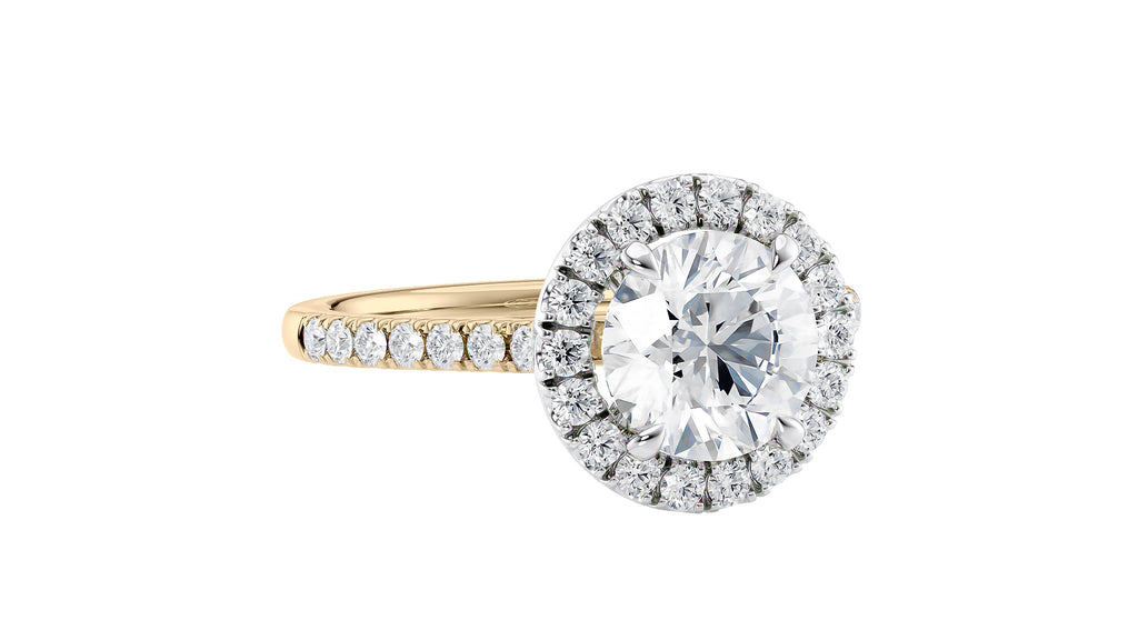 Round Halo Classic Diamond Band Engagement Ring