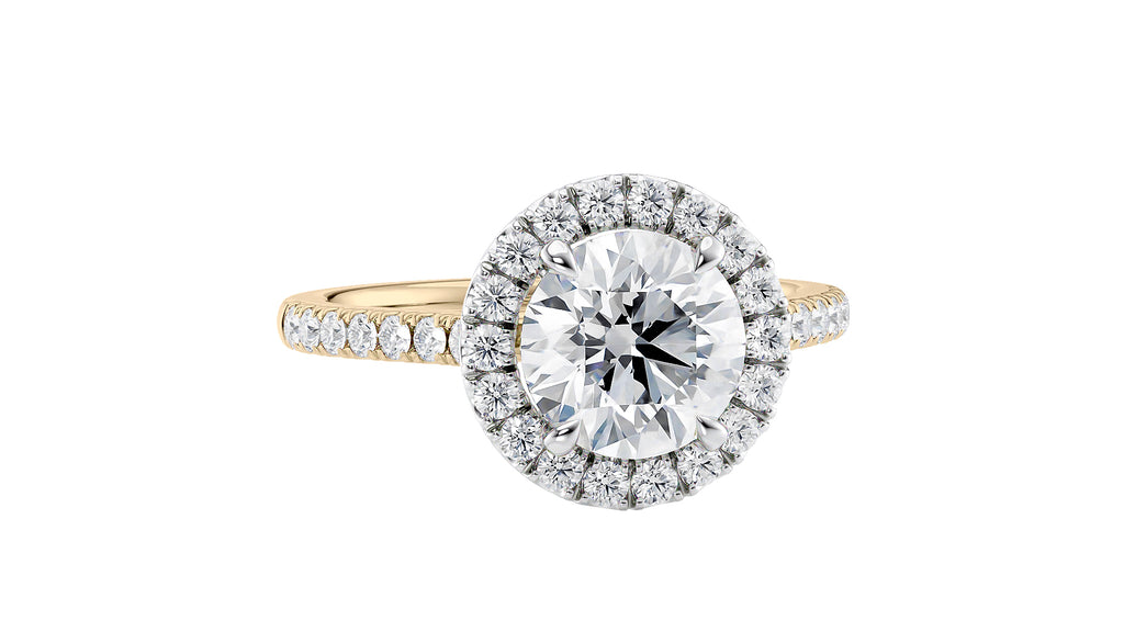 Round Halo Classic Diamond Band Engagement Ring