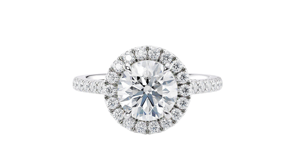 Round Halo Classic Diamond Band Engagement Ring