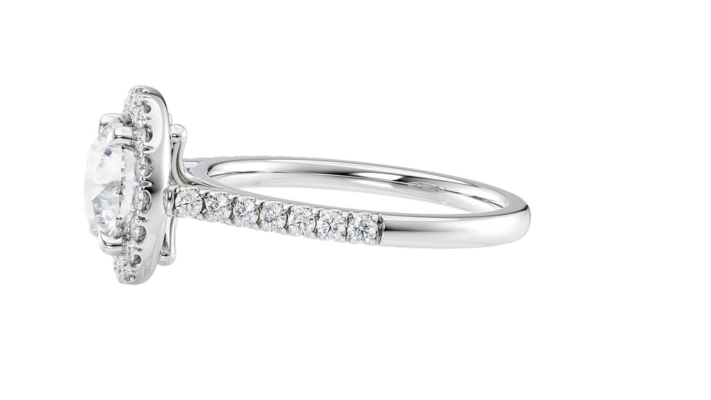 Round Halo Classic Diamond Band Engagement Ring