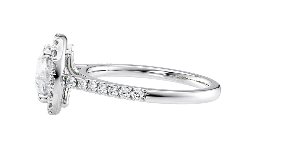 Round Halo Classic Diamond Band Engagement Ring