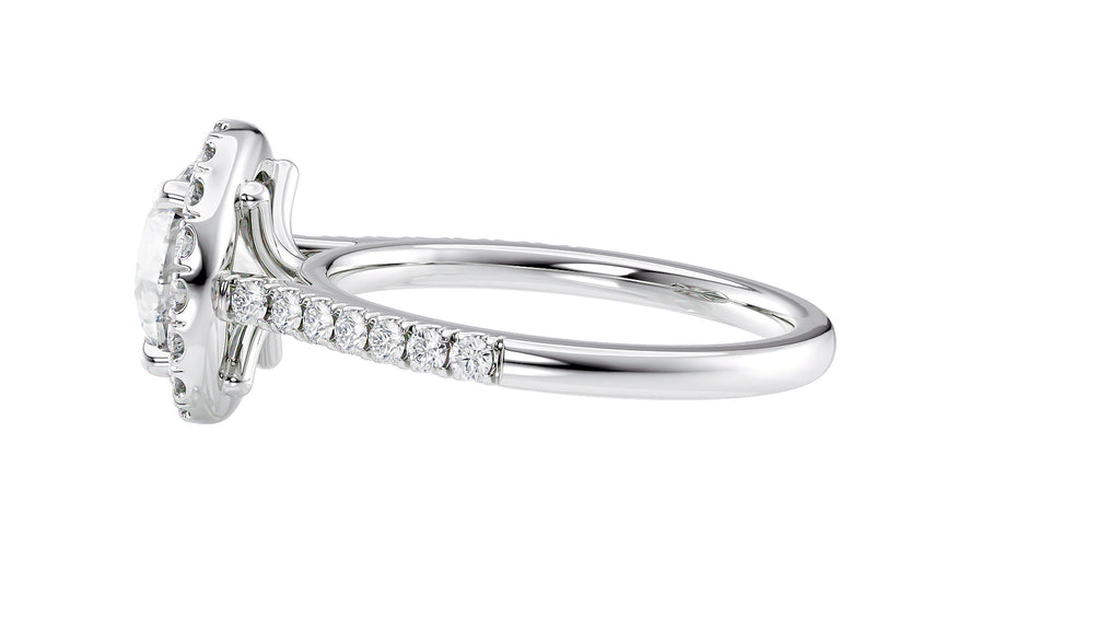 Round Halo Classic Diamond Band Engagement Ring