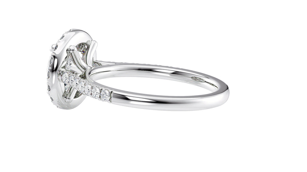 Round Halo Classic Diamond Band Engagement Ring