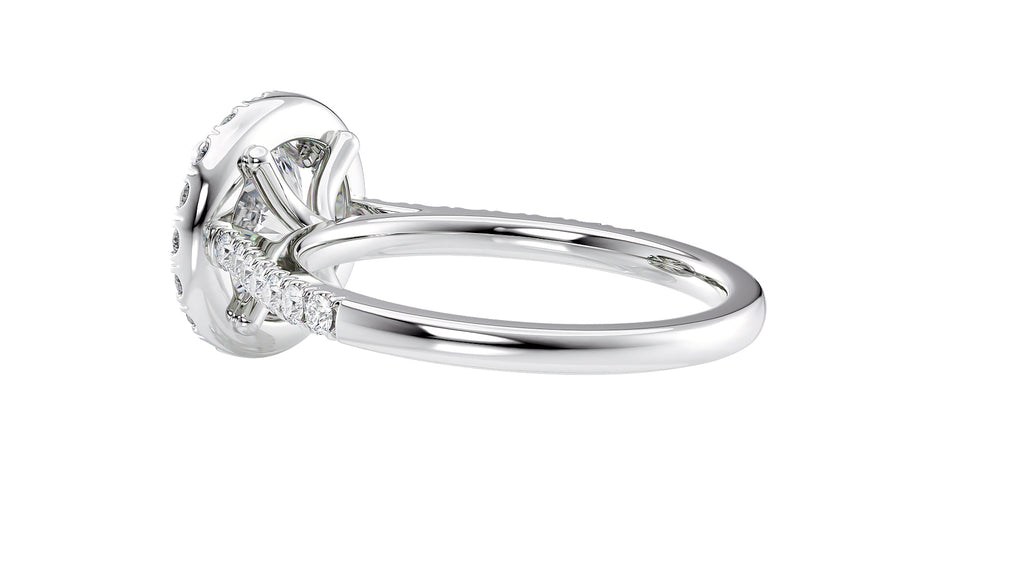 Round Halo Classic Diamond Band Engagement Ring
