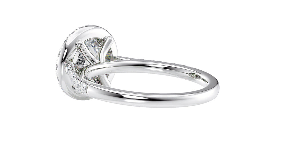 Round Halo Classic Diamond Band Engagement Ring