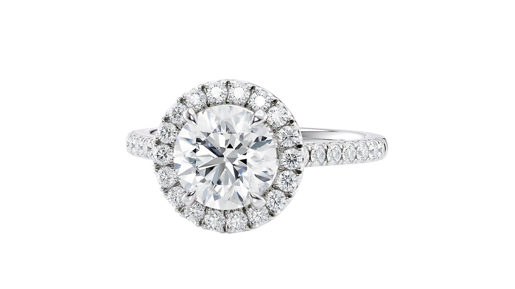 Round Halo Classic Diamond Band Engagement Ring