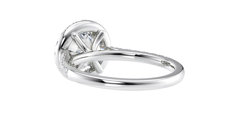 Round Halo Classic Diamond Band Engagement Ring