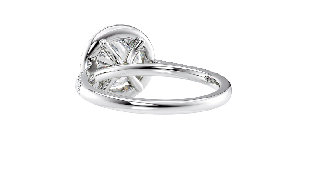 Round Halo Classic Diamond Band Engagement Ring