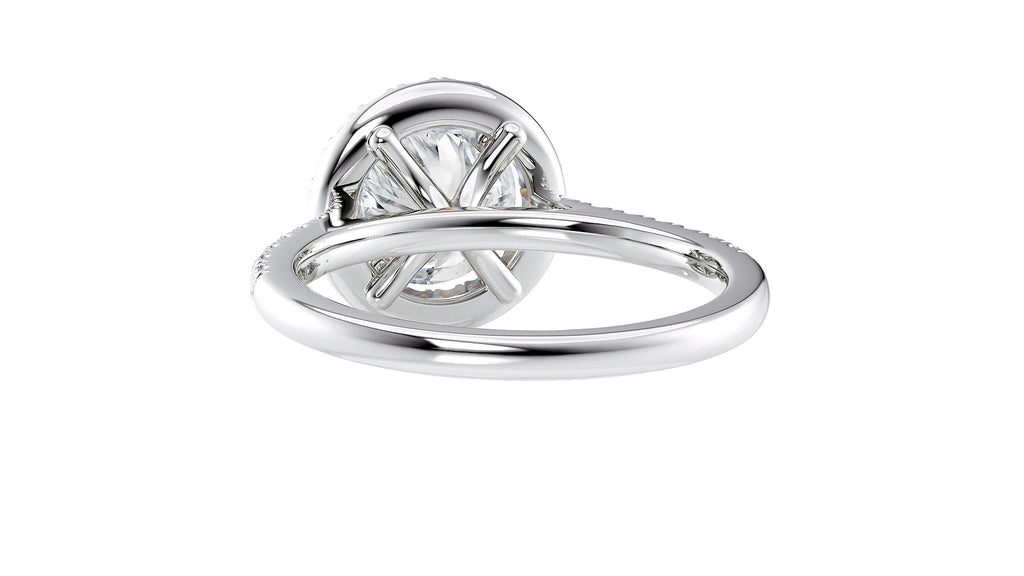 Round Halo Classic Diamond Band Engagement Ring