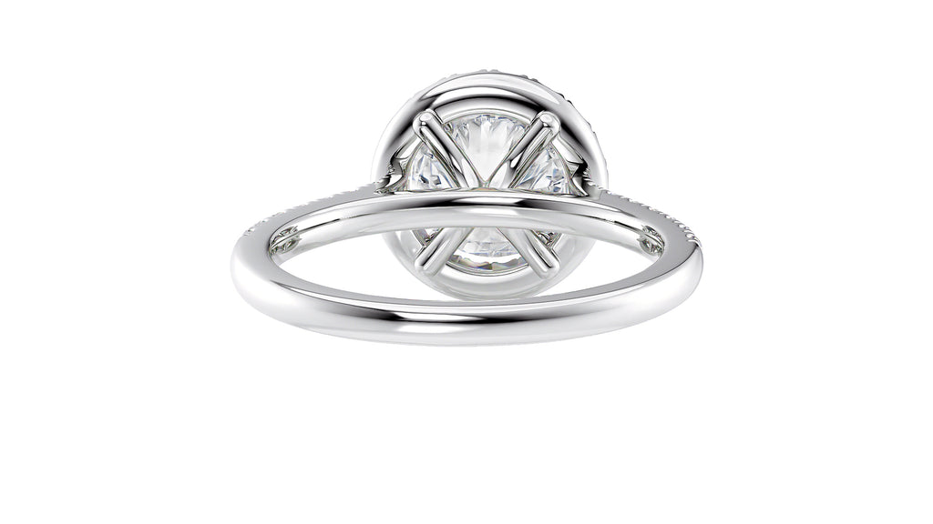 Round Halo Classic Diamond Band Engagement Ring