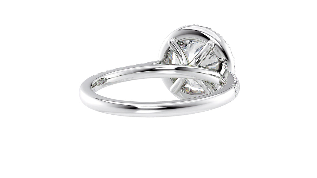 Round Halo Classic Diamond Band Engagement Ring