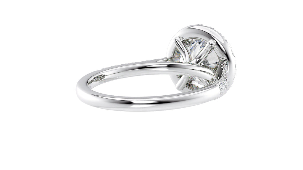 Round Halo Classic Diamond Band Engagement Ring