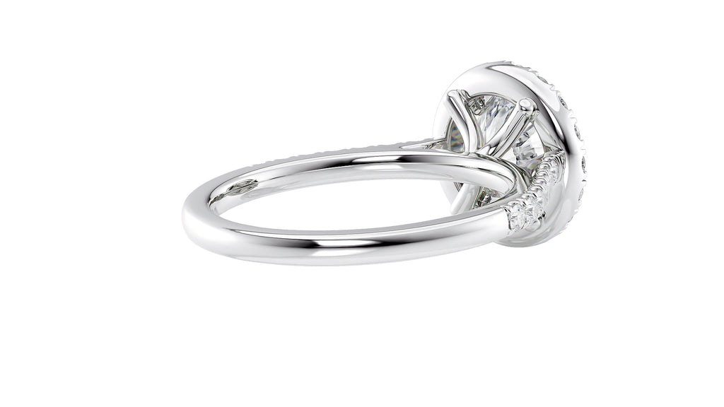 Round Halo Classic Diamond Band Engagement Ring