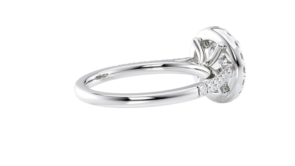 Round Halo Classic Diamond Band Engagement Ring