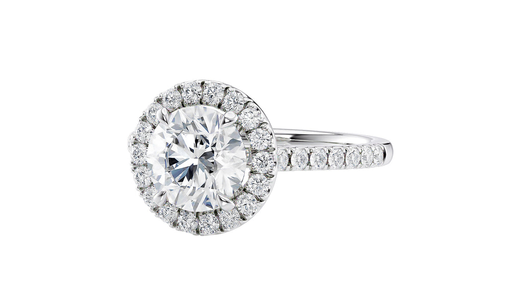Round Halo Classic Diamond Band Engagement Ring