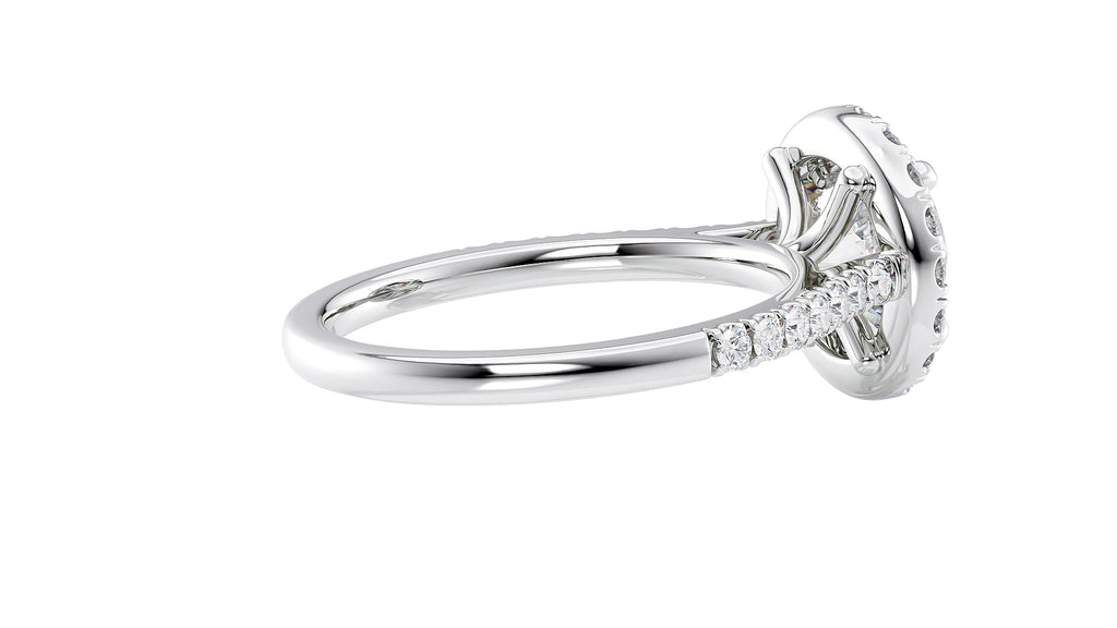 Round Halo Classic Diamond Band Engagement Ring