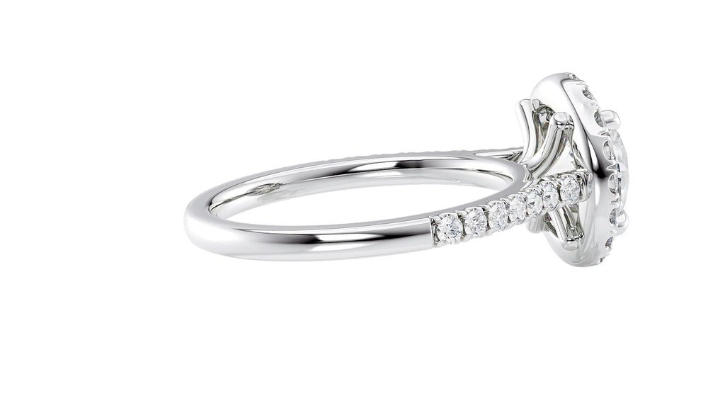 Round Halo Classic Diamond Band Engagement Ring