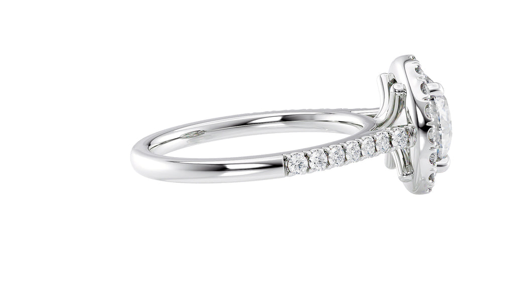 Round Halo Classic Diamond Band Engagement Ring