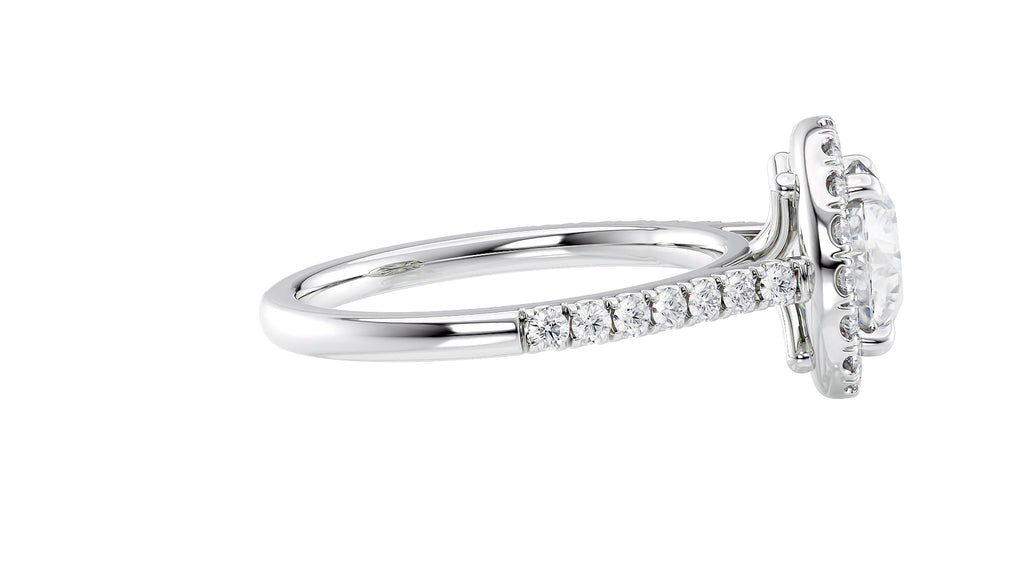 Round Halo Classic Diamond Band Engagement Ring