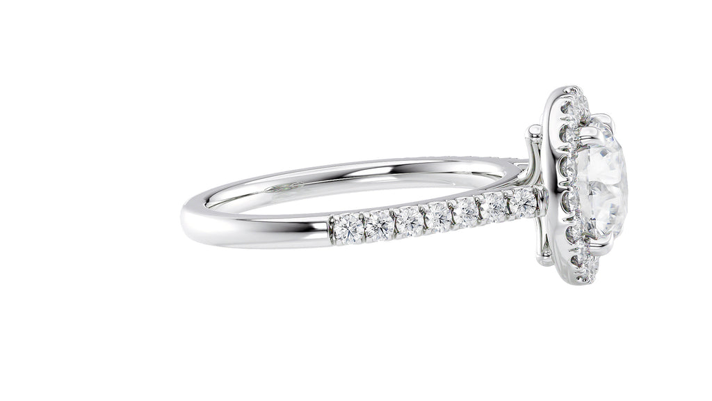 Round Halo Classic Diamond Band Engagement Ring