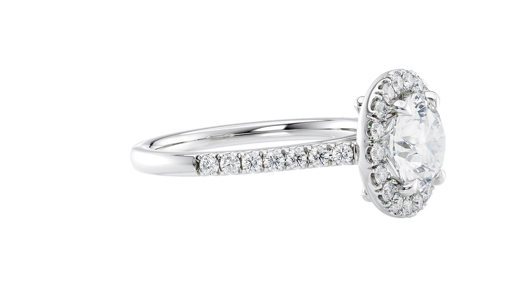 Round Halo Classic Diamond Band Engagement Ring