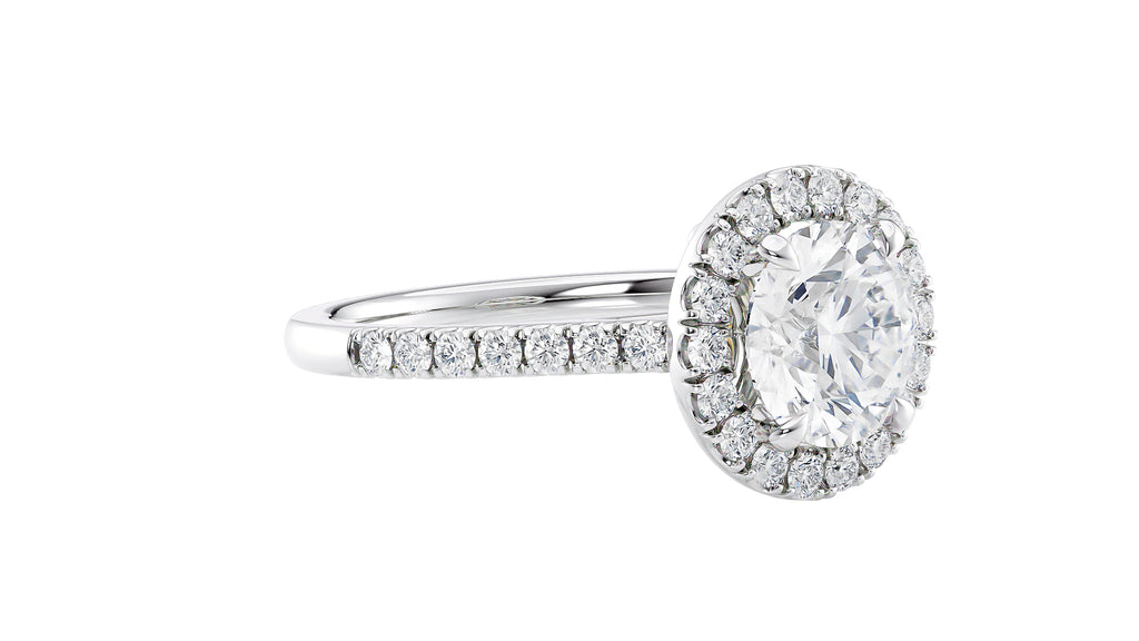 Round Halo Classic Diamond Band Engagement Ring